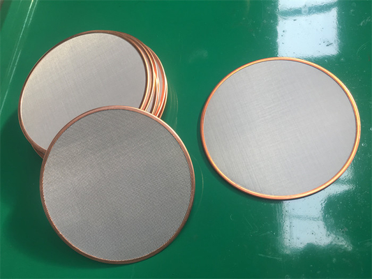 Tepi Dienkapsulasi Tenunan Stainless Steel Mesh Disc Layar Industri Kelas Mikron